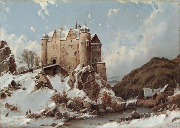 Karl Julius von Leypold Burgberg im Schnee Norge oil painting art